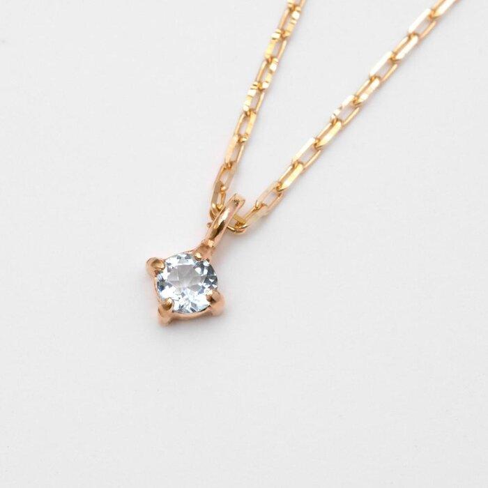 【ふるさと納税】K10イエローゴールド 天然石ネックレス【3月誕生石アクアマリン】上品な華奢見えサイズ 長さ40cm　K10-05-03 / 金 ゴールド ジュエリー アクセサリー ギフト プレゼント レディース シンプル 定番