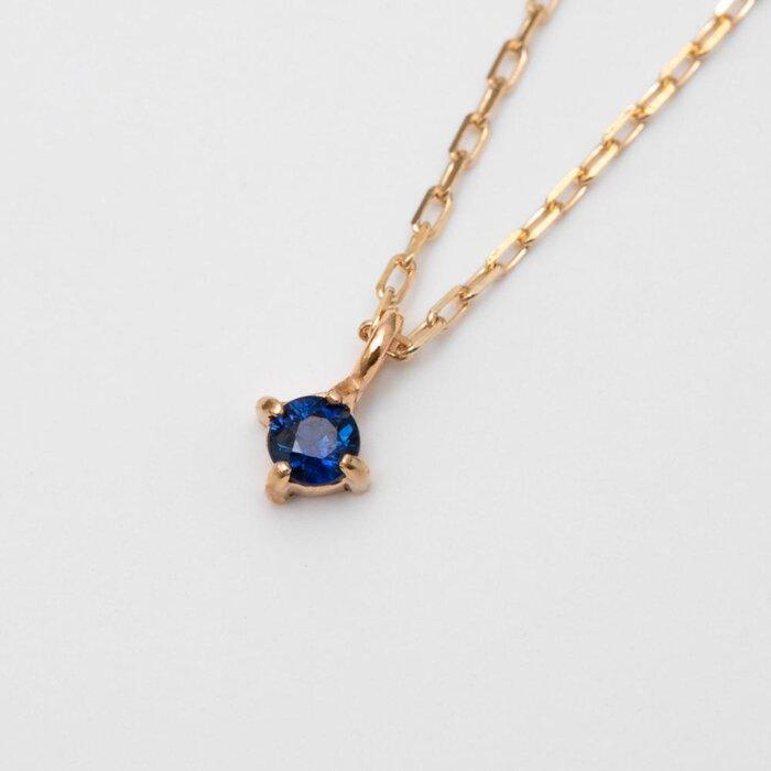 【ふるさと納税】K10イエローゴールド 天然石ネックレス【9月誕生石サファイア】上品な華奢見えサイズ 長さ40cm　K10-05-09 / 金 ゴールド ジュエリー アクセサリー ギフト プレゼント レディース シンプル 定番