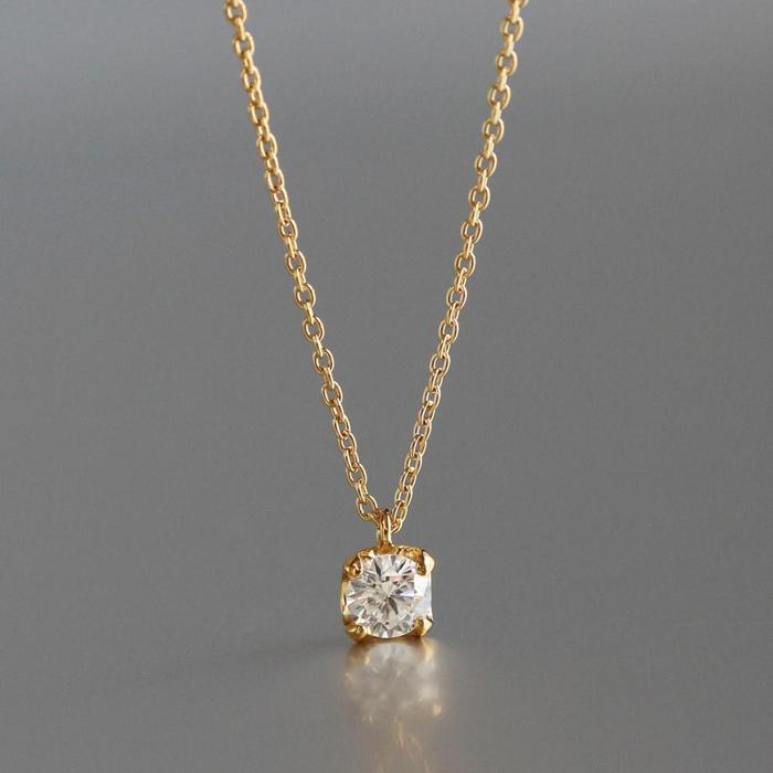 【ふるさと納税】サステナブルなジュエリーを ラボグロウンダイヤモンド K18 ネックレス 0.2ct 4点留め　LAB-K18-005｜滋賀県大津市