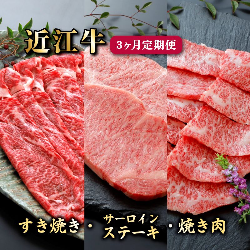 【ふるさと納税】 A5ランク 近江牛 定期便 3ヵ月 毎月 すき焼き 650g サーロインステーキ 200g×2枚 焼肉 焼き肉 500g 国産牛 和牛 ブランド牛 牛肉 牛 肉 ギフト お歳暮 贈り物 贈答 ご進物 みのや 滋賀県 彦根 ひこね