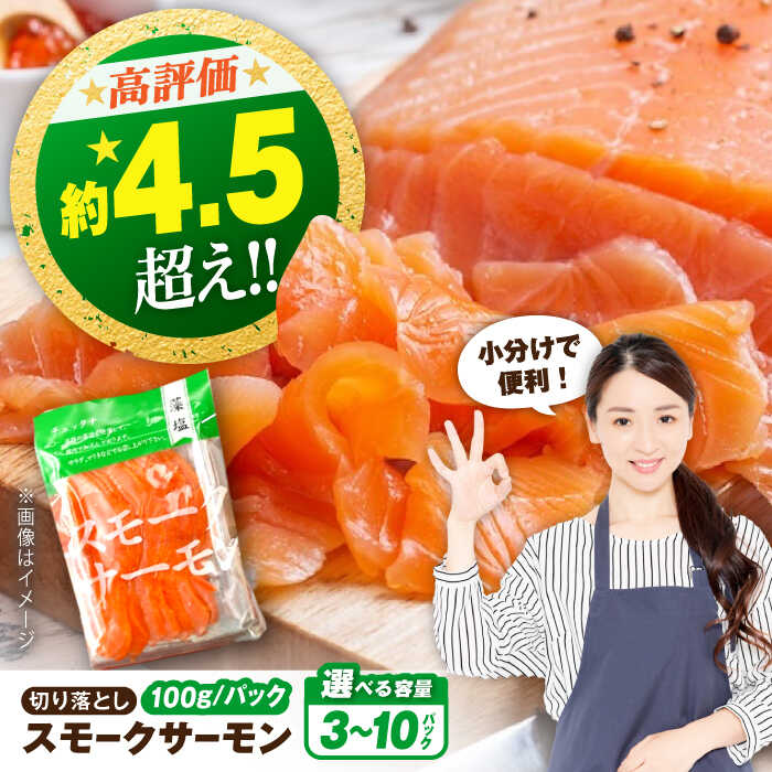 【ふるさと納税】サーモン 鮭 スモークサーモン （切り落とし）100g 選べる容量｜滋賀県長浜市/株式会社中村屋[AQAJ001] サーモン 小分け スライス 冷蔵 鮭 さけ サケ 魚 海鮮 刺身 燻製 スモーク おつまみ おかず 惣菜 時短 簡単 人気