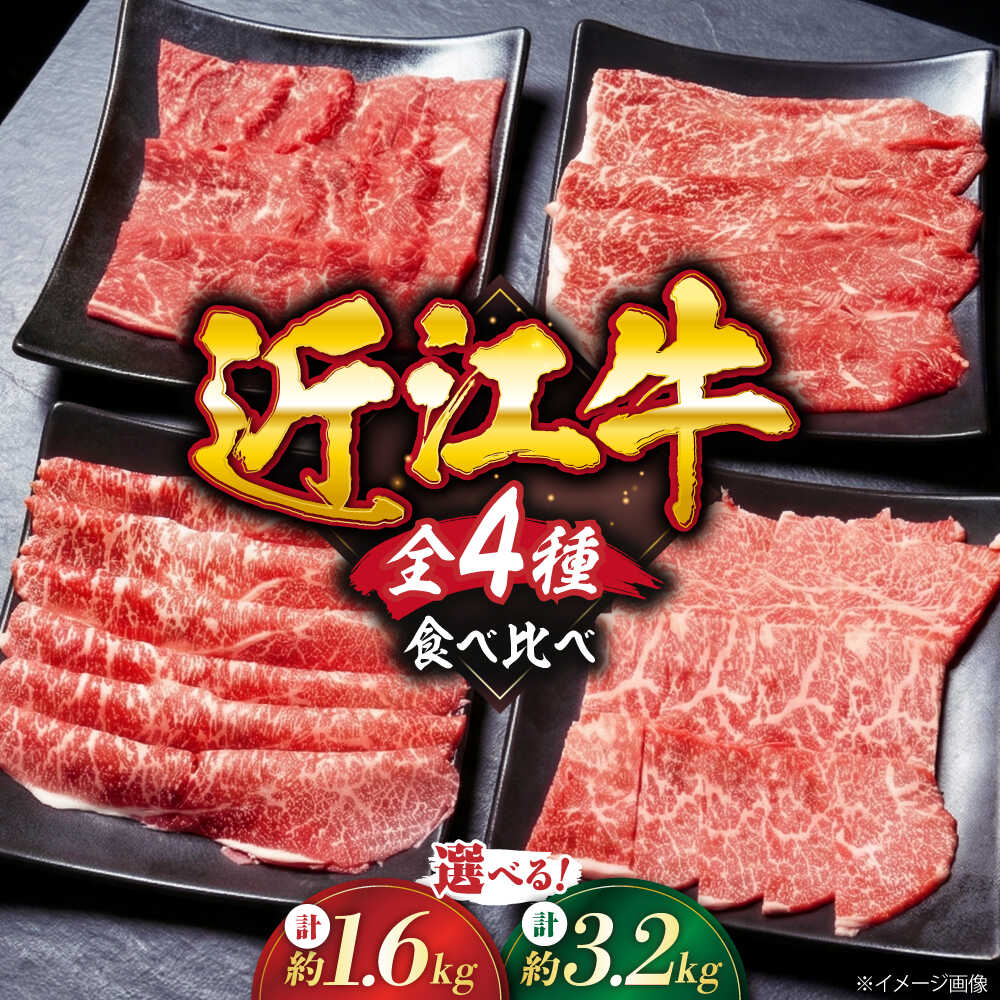 【ふるさと納税】近江牛 牛肉セット 選べる容量 1.6kg 3.2kg すき焼き すきしゃぶ 焼肉 黒毛和牛 和牛 国産 詰め合わせ すき焼き肉 しゃぶしゃぶ 赤身 ギフト 滋賀県長浜市/有限会社旭ミイト [AQDB033]｜滋賀県長浜市