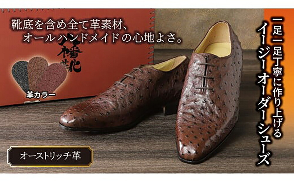 【ふるさと納税】手作りにこだわったオーダーシューズ・オーストリッチ革(本革)【革靴仕立てもの券送りとどける】 購入注文お手伝いさん リバー活動の領域 River Field 国産 父の日 御中元 お中元