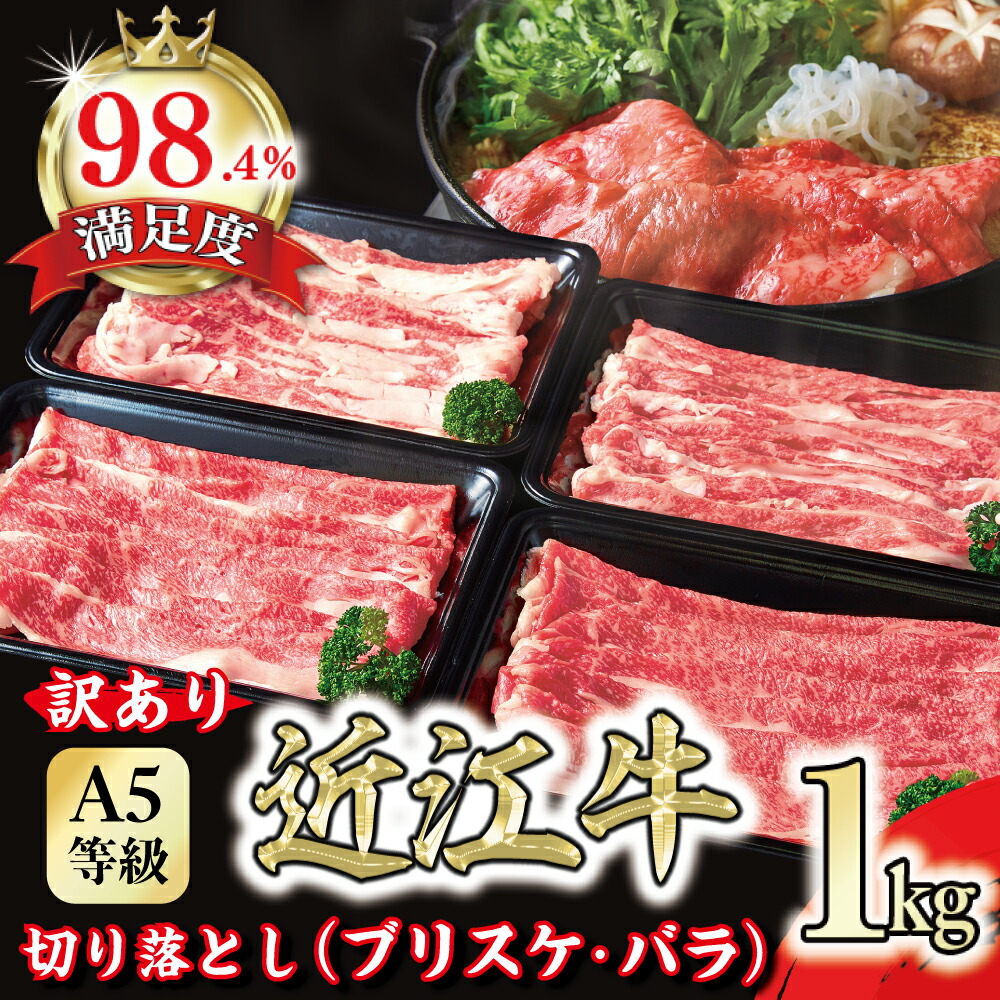 【ふるさと納税】【訳あり】A5 近江牛切り落としスライス 食べ比べ ブリスケ＆バラ 1kg