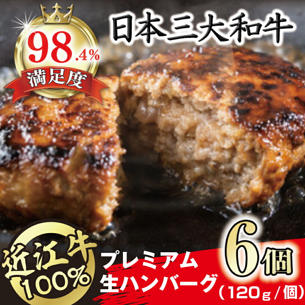 【ふるさと納税】近江牛１００％　プレミアム生ハンバーグ　720g（約120g×6個）