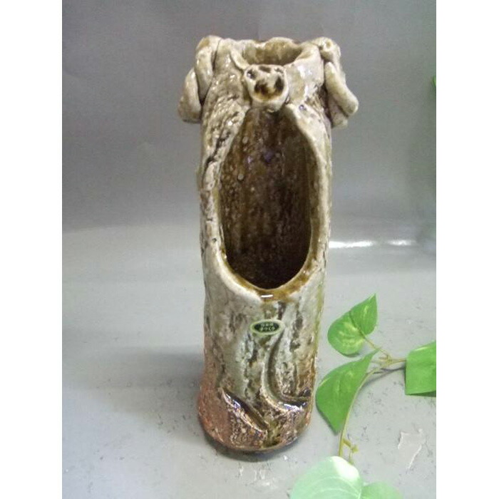 【ふるさと納税】【信楽焼】ビードロ釉リボン花入れ　花入　花器　花瓶　nha-018