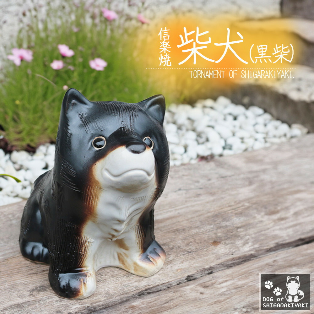 【ふるさと納税】信楽焼 4号 柴犬 飾りつけ（黒いこと） 瀬戸もの