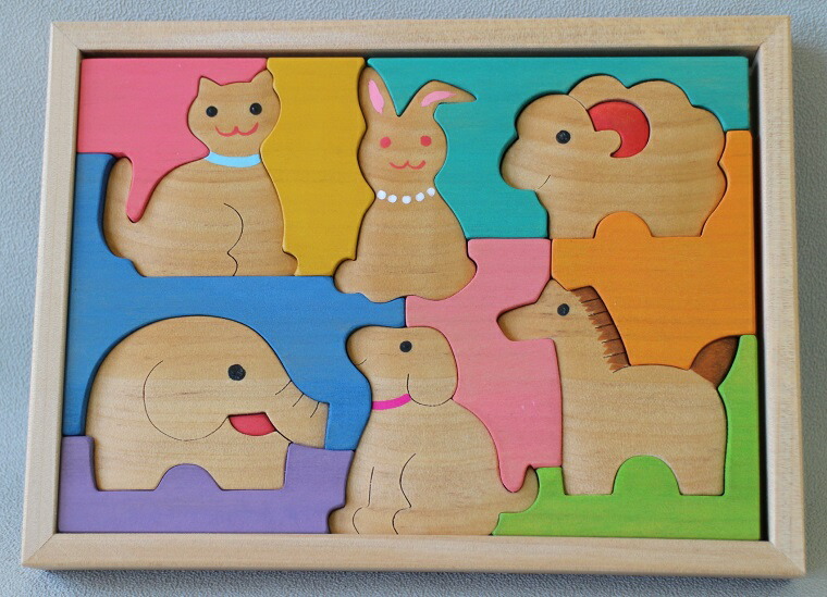 【ふるさと納税】手作りの木工パズル アニマル