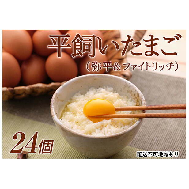 【ふるさと納税】平飼い卵（弥平＆ファイトリッチ）24個　湖南市野菜で育った鶏の栄養豊富な卵