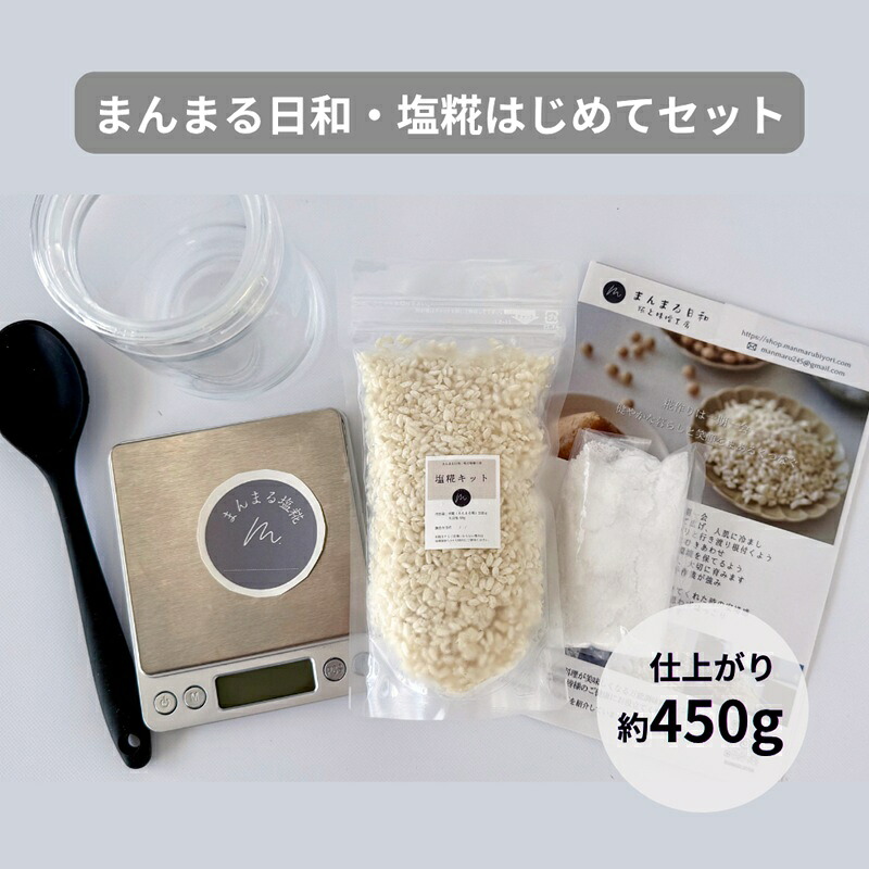 【ふるさと納税】「まんまる日和」の塩糀　はじめてキット（仕上がり時450g）　塩こうじ　天日塩　麹　近江米コシヒカリ　お届け：9～6月に配送