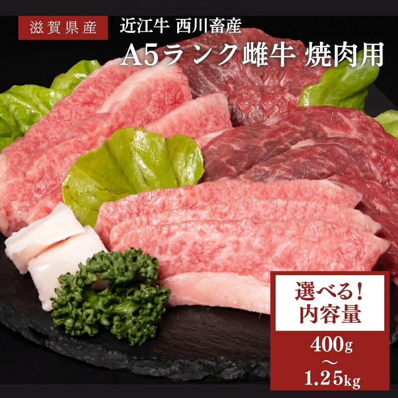 【ふるさと納税】〈選べる内容量〉近江牛 焼肉用 A5 雌牛 西川畜産 牛肉 黒毛和牛 焼き肉 焼肉 バーベキュー 肉 お肉 牛 和牛 ブランド牛　お届け：繁忙期に限り納期最長12ヶ月。納期指定不可｜滋賀県豊郷町