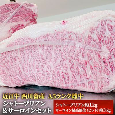 【ふるさと納税】近江牛 ステーキ シャトーブリアン サーロイン セット A5 雌牛 西川畜産 牛肉 黒毛和牛 サーロインステーキ 肉 お肉 牛 和牛 　お届け：繁忙期に限り納期最長3～5ヶ月。納期指定不可