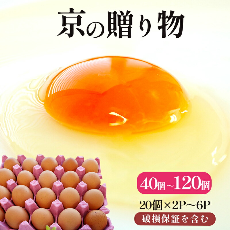 【ふるさと納税】 卵 40～120個 無選別 MS～LL 京の贈り物 割れ保証含む 20個×2パック 20個×4パック 20個×6パック 選べる 容量 玉子 たまご 鶏卵 甘い 赤卵 まとめ買い 新鮮 直送 冷蔵 木酢液 たくさん オムレツ 卵かけ ゆで卵  朝食 料理 人気 三和鶏園 京都 舞鶴