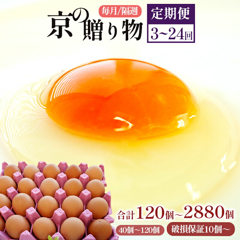 【ふるさと納税】 【定期便】 卵 120～2880個 無選別 MS～LL 京の贈り物 20個×2パック 20個×4パック 20個×6パック 毎月3回/6回/12回 隔週6回/8回/12回/24回 割れ保証含む 選べる 容量 玉子  鶏卵  赤卵 新鮮 直送 卵の定期便 新鮮 直送 クール便 人気 三和鶏園 京都 舞鶴