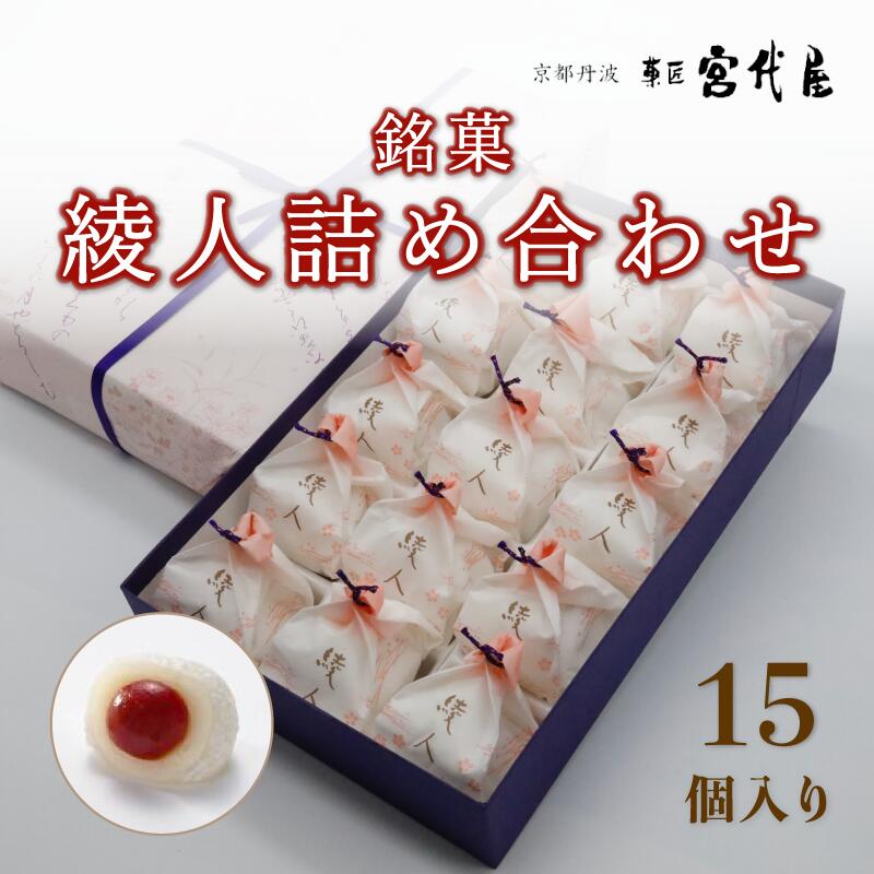 【ふるさと納税】銘菓 綾人詰め合わせ 15個入り 【 京都 綾部 和菓子 贈り物 ギフト 贈答 化粧箱 梅 白あん 手作り おもち 南高梅 餅菓子 プレゼント スイーツ デザート 菓子 】|京都府綾部市