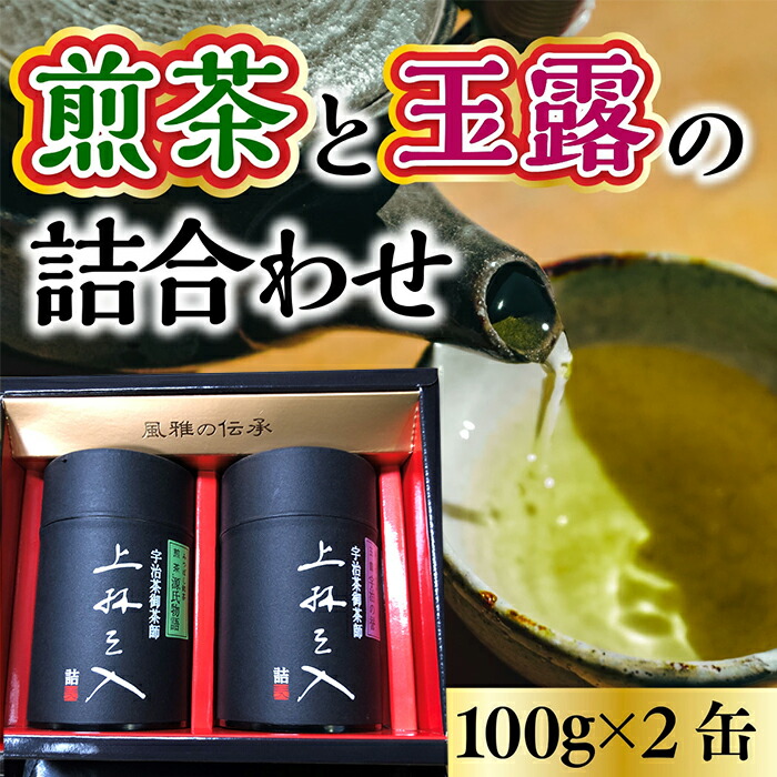 【ふるさと納税】煎茶と玉露の詰合わせ(100g×2缶) 京都 お土産 京都土産 日本茶 お抹茶 宇治茶 緑茶 グリーンティー お茶【uj-AU001】【三星園上林三入本店】