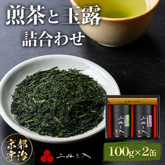 【ふるさと納税】煎茶と玉露の詰合わせ(100g×2缶) 京都 お土産 京都土産 日本茶 宇治茶 煎茶 玉露 緑茶 グリーンティー お茶 【uj-AU004】【三星園上林三入本店】|京都府宇治市