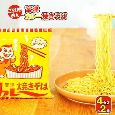 【ふるさと納税】即席めん 宮津カレー焼きそば 4食入×2箱 天橋立 ご当地 ソウルフード インスタント麺 焼きそば ラーメン 麺類 B級グルメ 宮津 家庭 カレー焼きそば