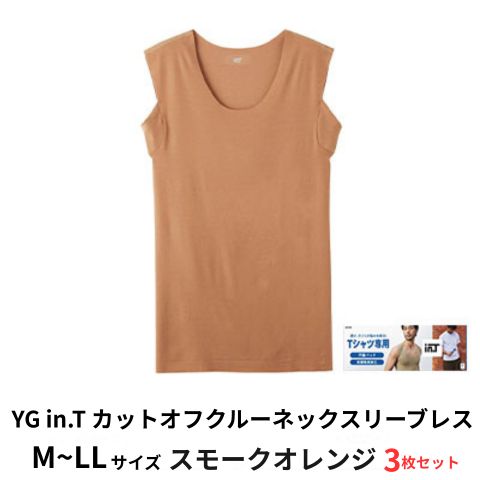 【ふるさと納税】【ふるさと納税】グンゼ YG in.T カットオフクルーネックスリーブレス【YV2618P】Mサイズ スモークオレンジ 3枚セット 下着 肌着　 ファッション 服 男性 メンズ インナー