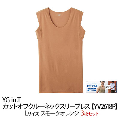 【ふるさと納税】グンゼ YG in.T カットオフクルーネックスリーブレス【YV2618P】Lサイズ スモークオレンジ3枚セット GUNZE　 ファッション 服 男性 メンズ インナー