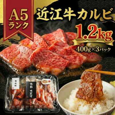【ふるさと納税】A5近江牛 カルビ 焼肉用 1.2kg(400g×3P)【配送不可地域：離島】【1481477】