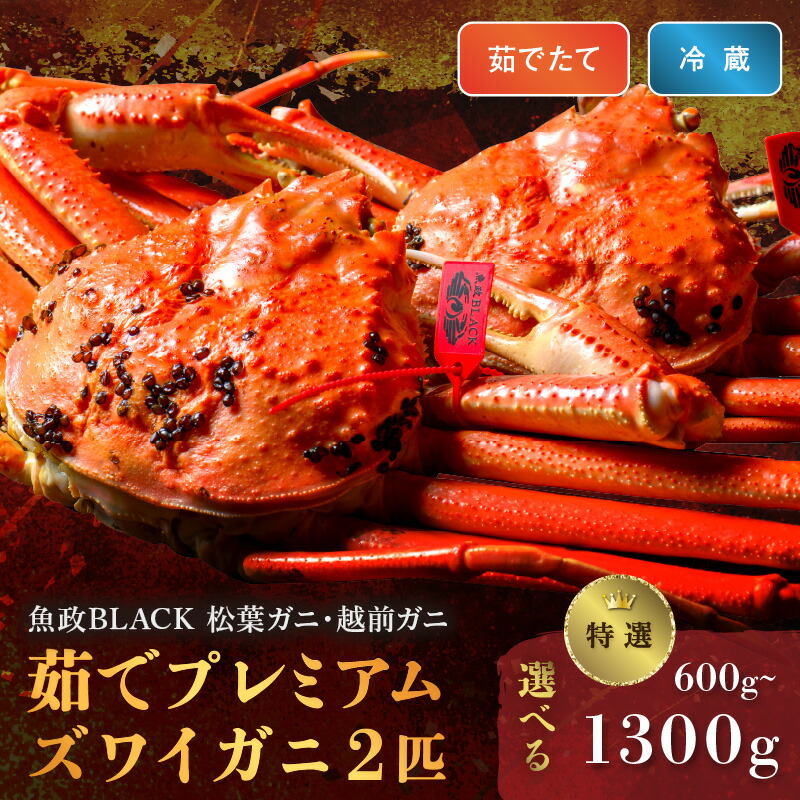 【ふるさと納税】【蟹の匠 魚政】茹で プレミアムズワイガニ 魚政BLACK(松葉ガニ・越前ガニ)特撰 小サイズ (600~700g) ~ 特大サイズ (1200~1300g) 2匹セット(11月~12月発送) (2027年1月~発送)|京都府京丹後市