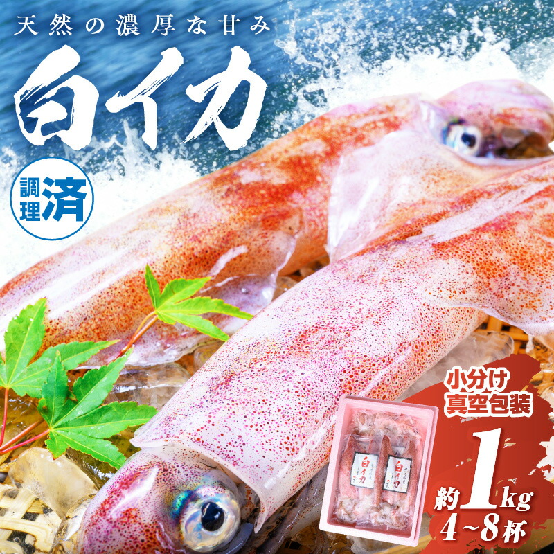 【ふるさと納税】高評価★4.5【先行予約】BBQに最適！ 白イカ（ケンサキイカ） 調理済み 正味1kg 1.5kg 2kg ※小分け真空包装（2025年5月中旬～発送） 海鮮 魚介 イカ 調理済み バーベキュー 壺焼き 真空 小分け 冷凍 お手軽