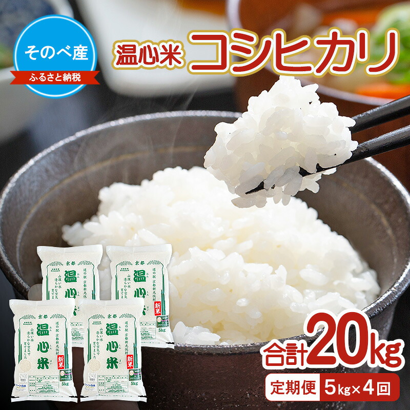 【ふるさと納税】【定期便】コシヒカリ5kg&times;4回　合計20kg　令和7年度産　のべ産 温心米 お米 20kg 単一原料米 こしひかり 丹波 精米 白米 こめ コメ 京都｜京都府南丹市