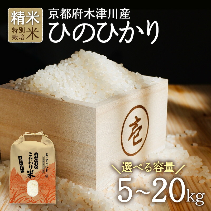 【ふるさと納税】 令和6年産 京都府木津川市産 ひのひかり 選べる内容量（5kg～20kg） 特別栽培米 精米 ヒノヒカリ 米 こめ コメ ご飯 ごはん 2024年 安心 安全 京都米 国産 送料無料