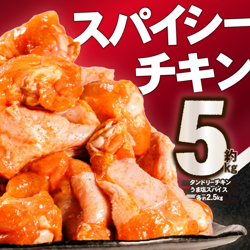 【ふるさと納税】《レビューキャンペーン》スパイシーチキン 約5Kg 鶏肉 おつまみ 晩御飯 おかず 簡単 調理 タンドリーチキン カレー 手羽元 スパイス 香辛料
