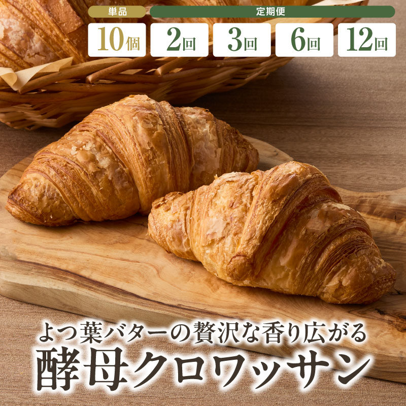 【ふるさと納税】《レビューキャンペーン》よつ葉バターの贅沢な香り広がる♪酵母 クロワッサン１０個 選べる回数（1回・2回・3回・6回・12回）定期便 自家培養酵母 100% 国産小麦 ザクザク しっとり バター ブーランジェリーファヴール おやつ 京都 こだわり冷凍 パンセット