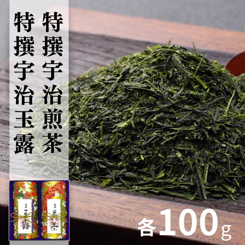 【ふるさと納税】宇治茶 特撰玉露・特撰煎茶飲み比べセット 100g×2缶〈お茶 茶 煎茶 緑茶 玉露 特選 高級 茶葉 宇治茶 飲み比べ セット 茶筒 お茶缶〉|京都府宇治田原町