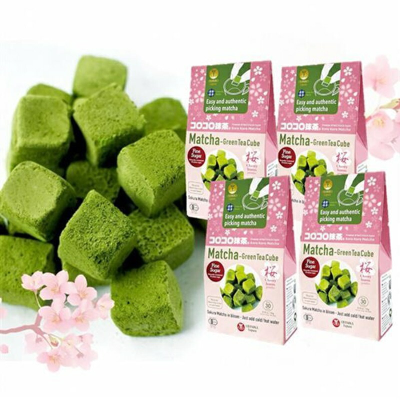 【ふるさと納税】コロコロ抹茶キューブ　桜（微糖）（30個入り×4箱）〈 有機 オーガニック 無農薬 宇治抹茶 抹茶キューブ 凍結乾燥 抹茶 桜フレーク〉