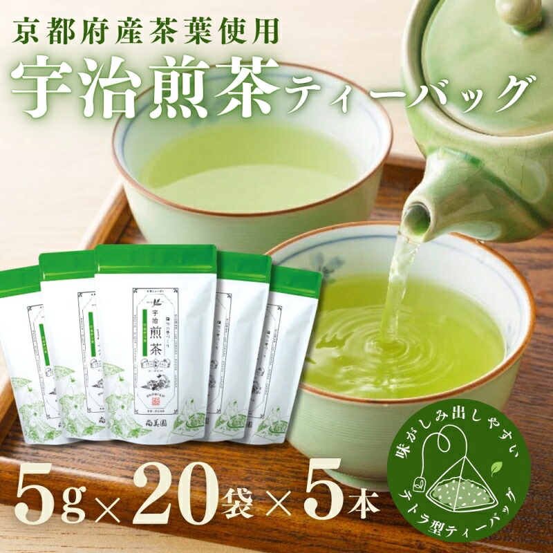 【ふるさと納税】宇治・煎茶ティーバッグ 5g×20個×5袋〈お茶 茶 煎茶 緑茶 かぶせ茶 飲料 ティーバッグ 煎茶ティーバッグ ティーパック 宇治茶 日本茶 加工食品〉