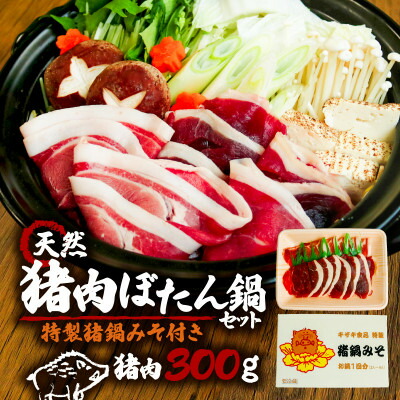 【ふるさと納税】和束　猪肉のキザキの天然猪肉ぼたん鍋セット 猪肉300g味噌付【配送不可地域：離島】【1306136】