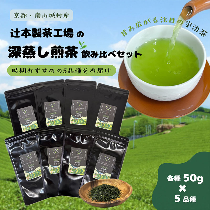 【ふるさと納税】【旨みと甘みが凝縮!話題の宇治茶】辻本製茶工場の深蒸し煎茶飲み比べセット(50g×5品種) 南山城村 京都 宇治 煎茶 茶 お届け:申込から1ヶ月程度で配送|京都府南山城村