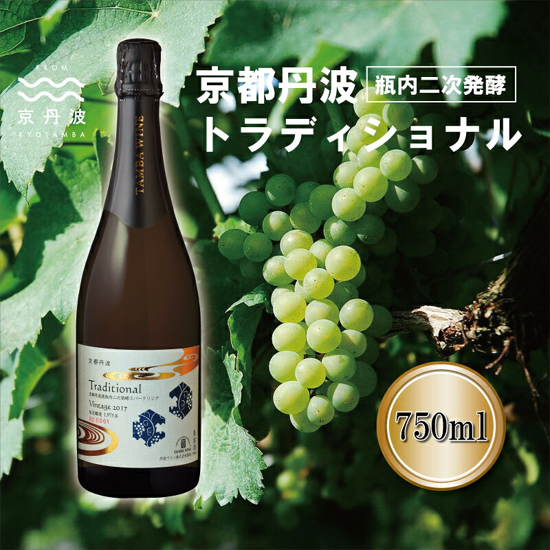 【ふるさと納税】京都丹波 トラディショナル (Traditional) 瓶内2次発酵 750ml スパークリングワイン 白ワイン 丹波ワイン 国産 京丹波町 京都丹波産ぶどう|京都府京丹波町