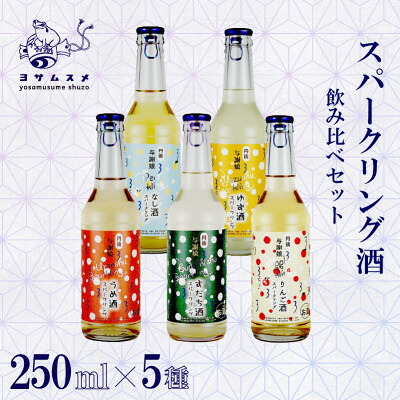 【ふるさと納税】スパークリング酒 250ml×5種 (梅酒・すだち酒・りんご酒・なし酒・ゆず酒) 日本酒飲み比べ【1548596】