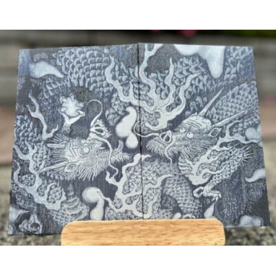 【ふるさと納税】昇龍(青龍)御朱印帳(龍の絵を真似て製織した御朱印帳) 薄べったい青碧【寸法押さえる】【1668746】
