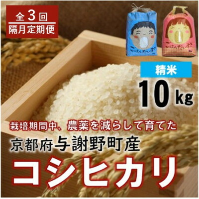 【ふるさと納税】京都丹後産コシヒカリ　精米10kg　栽培期間中農薬を減らして育てたお米(毎月/隔月　全3回～12回)【G4086481】｜京都府与謝野町 150,000円