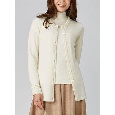 【ふるさと納税】希少ベビーカシミヤ100％ 女性 ロングカーディガン M ホワイト 1枚 20403M WH [0911]｜大阪府泉大津市