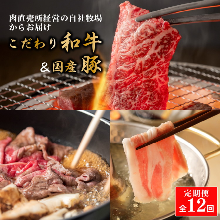 【ふるさと納税】【定期便 全12回】お肉の直売所謹製　こだわり和牛&国産豚の美味しいお肉の定期便コース｜大阪府泉大津市