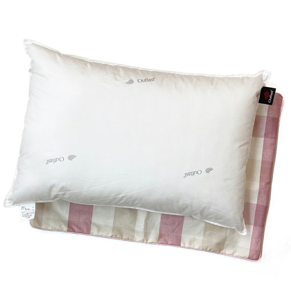 【ふるさと納税】肌温度調整 アウトラストウォッシャブル枕 大(43&times;63cm)1個 枕カバーピンク2枚(マドラス柄)｜リラックス 快眠 快適 熟睡 睡眠 枕 まくら 寝具 いびき防止 睡眠負債 洗濯可能 [2288]｜大阪府泉大津市