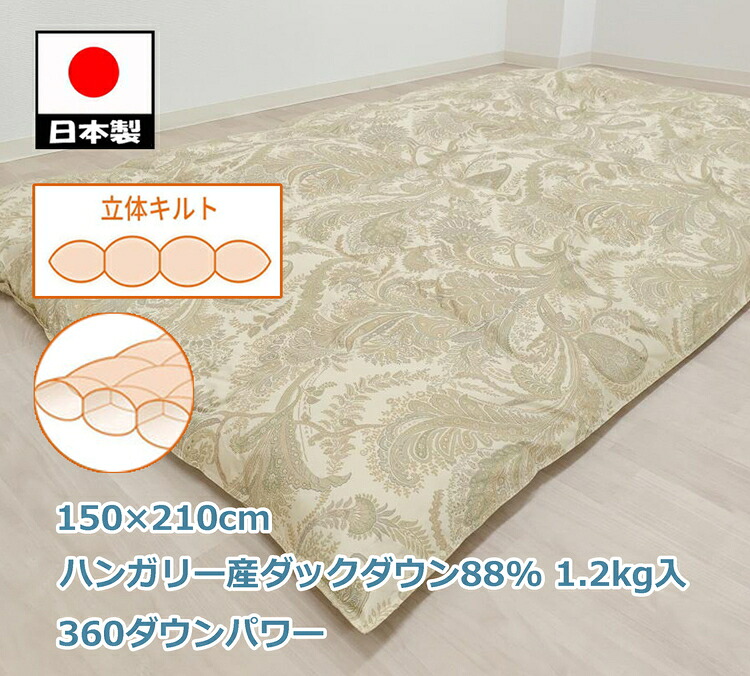 【ふるさと納税】立体 羽毛ふとん(SL) ハンガリー産ダックダウン グリーン K055322HD12GR|大阪府泉大津市