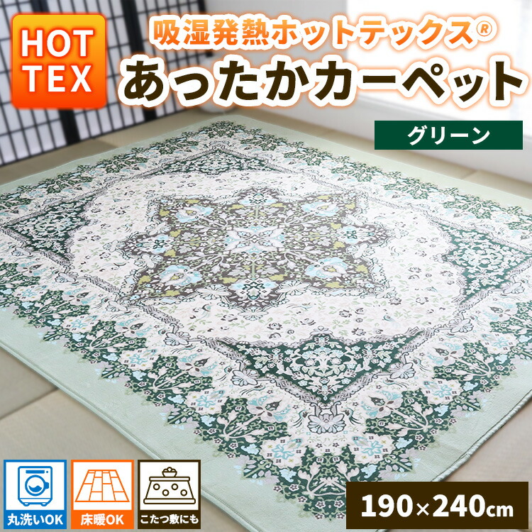 【ふるさと納税】【数量限定】吸湿発熱ホットテックス・・　あったかカーペット 長方形 190×240cm 1枚 SH-3152R GR