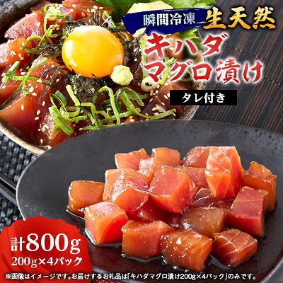【ふるさと納税】《800g》瞬間冷凍生天然キハダマグロ漬け(200g×4パック)タレ付き 小分け便利【配送不可地域:離島】【1590348】|大阪府茨木市