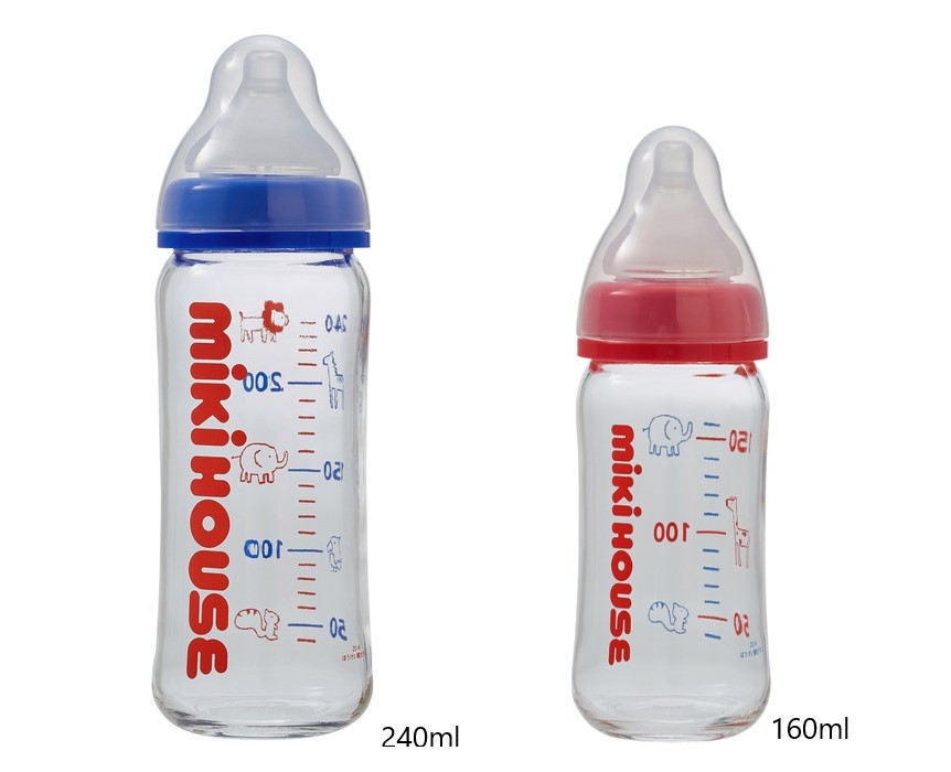 【ふるさと納税】M101 ミキハウス ガラスミルクボトルセット【mikihouse 哺乳瓶 ほ乳瓶 2本 セット 240ml 160ml 赤ちゃん ミルク 出産 正規品 大阪府 八尾】画像