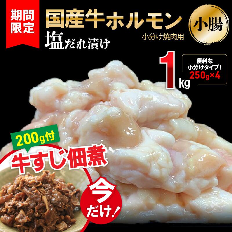 国産 牛ホルモン 小腸 冷凍 小分け 300g×4パック 国産牛 ホルモン 送料無料 鍋 牛 お肉 肉 合計1.2kg