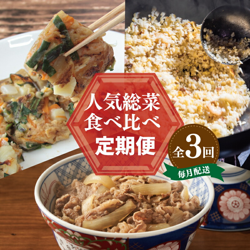 【ふるさと納税】定期便 全3回 栄物産 店主厳選 人気惣菜 食べ比べ 毎月配送 チャーハン 海鮮チヂミ チヂミ 牛丼の具 牛丼 泉州たまねぎ 使用 冷凍 食品 惣菜 お取り寄せ お取り寄せグルメ 大阪府 泉佐野市 送料無料