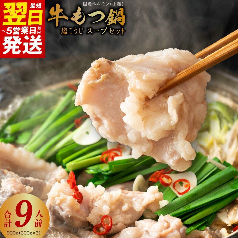 【ふるさと納税】 ＼最短翌日～5営業日以内発送／ 国産 牛もつ鍋セット 9人前 ホルモン 塩こうじ スープセット 楽天限定 肉の泉佐野